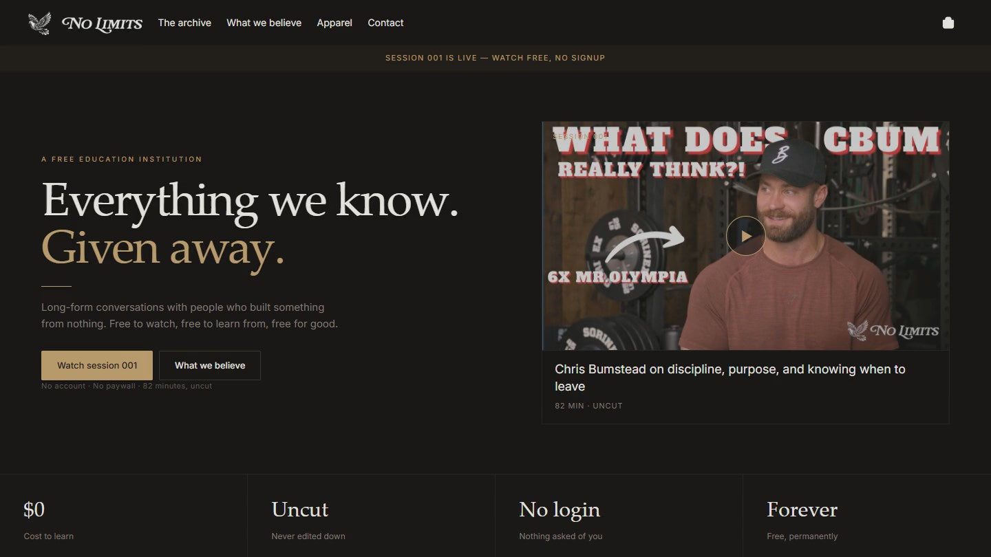 Screen recording of nolimitdesigners.com: homepage, apparel and a product page